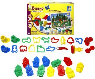 Набор для творчества 1TOY Тесто с формочками и прессом Т54846