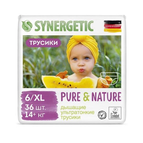 Подгузники-трусики Synergetic XL размер 6, 14+ кг, 36 шт.